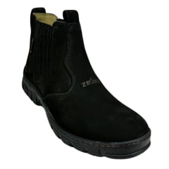 Botina Masculina Zebu Bico Redondo Nobuck Preto Com Carimbo Zebu Ref.56010 NB01