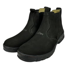 Botina Masculina Zebu Bico Redondo Nobuck Preto Com Carimbo Zebu Ref.56010 NB01