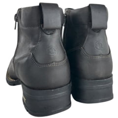 Botina Texana Masculina Anatomic Gel Bico Quadrado Couro Mustang Brown Cost Café 2 Ziper Sola Austin Preta - REF:9709