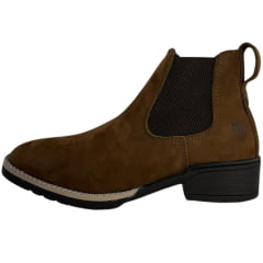 Botina Masculina Beira Lago Bico Quadrado Couro Nobuck/Napa Camel REF:965