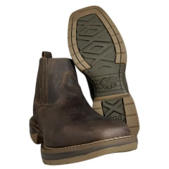 Botina Texana Masculina Durango Bico Quadrado Couro Med Dog Marrom Solado Diamond Jump Ref 2120002121DJX