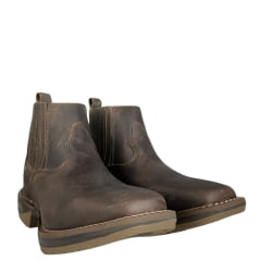 Botina Texana Masculina Durango Bico Quadrado Couro Med Dog Marrom Solado Diamond Jump Ref 2120002121DJX