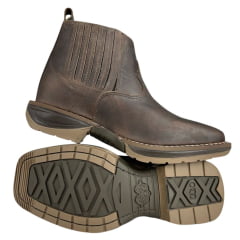 Botina Texana Masculina Durango Bico Quadrado Couro Med Dog Marrom Solado Diamond Jump Ref 2120002121DJX