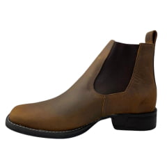 Botina Texana Masculina Goyazes Bico Quadrado Bull Ocre Couro Dallas - Ref.19339102-CB