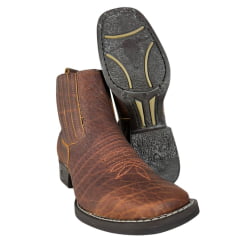 Botina Texana Masculina Goyazes Bico Quadrado Solado Bull Café/Amber Couro Cabeça De Boi Tan Ref:2539102-CBB-07 Botina Texana Masculina Goyazes Bico Quadrado Solado Bull Café/Amber Couro Cabeça De Boi Tan Ref:2539102-CBB-07