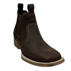 Botina Texana Masculina Vimar Boots Bico Quadrado Couro Crazy Horse/Café Sola Magnum-V00 REF: 82102