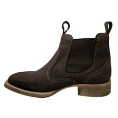 Botina Texana Masculina Vimar Boots Bico Quadrado Couro Crazy Horse/Café Sola Magnum-V00 REF: 82102