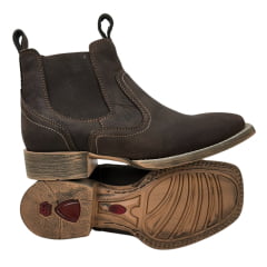 Botina Texana Masculina Vimar Boots Bico Quadrado Couro Crazy Horse/Café Sola Magnum-V00 REF: 82102