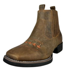 Botina Texana Feminina Vimar Boots Western Fossil Castanho Sola VTS V015F2 Ref: 12205
