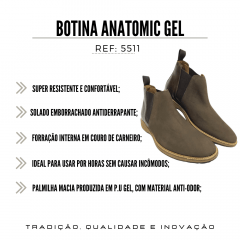 Botina Anatomic Gel Nobuck Capuccino Cromo Castanho Ref.5511