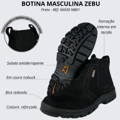 Botina Masculina Zebu Preta REF 56030 NB01