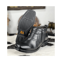 Botina Sapato Social Casual Zebu com Zíper Preto - Ref. 60085A