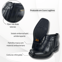 Botina Sapato Social Casual Zebu com Zíper Preto - Ref. 60085A