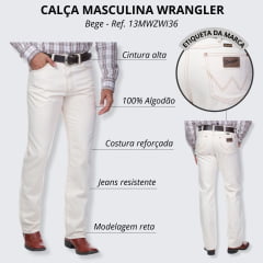 Calça Jeans Bege Masculina Wrangler 13M Western Cowboy Cut - Ref. 13MWZPW136UN