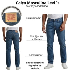 Calça Masculina Levi's 505 Regular Lavagem Escura Ref:LB5050066