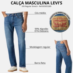 Calça Masculina Levi's 505 Regular Stretch Ref:005053280