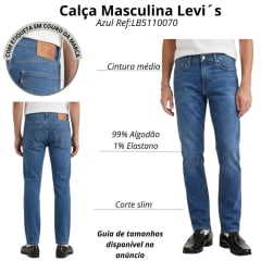 Calça Masculina Levi's 511 Slim Com Stretch Azul Escuro Ref:LB5110070