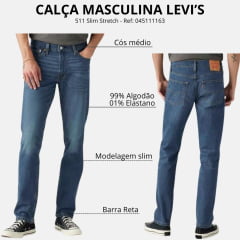 Calça Masculina Levi's 511 Slim Stretch Ref: 045111163