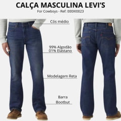 Calça Masculina Levi's 537 For Cowboys Western Bootcut Azul Médio Ref: 000XI0023