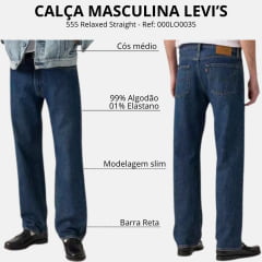 Calça Masculina Levi's 555 Relaxed Straight 100% Algodão Ref: 000LO0035