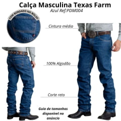 Calça Masculina Texas Farm Style Four Hard Azul Escuro Ref:PDM004