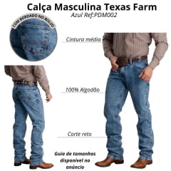 Calça Masculina Texas Farm Style Two Hard Jeans Azul manchado Ref:PDM002