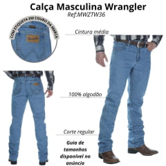 Calça Masculina Wrangler 13M Cowboy Cut Lavagem Clara Ref:MWZTW36