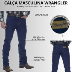 Calça Masculina Wrangler 13M Cowboy Cut Waistband Azul Escuro Ref: 13M68DD36