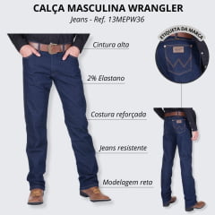 Calça Jeans Masculina Wrangler Azul Escuro 13M Cowboy Cut - Ref. 13MWEPW36UN