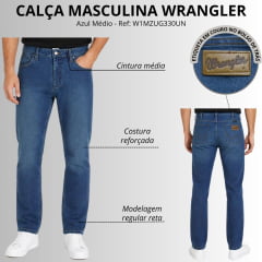 Calça Masculina Wrangler Lycra 11MWZ Icons Slim Lavagem Média - Ref:W1MZUG330UN