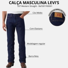 Calça  Masculina Levi's 557 Western Straight Lavagem Escura - REF:001Y00001