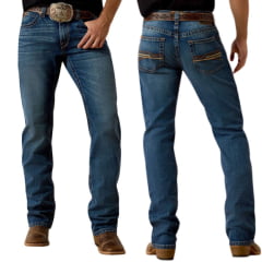 Calça Masculina Ariat Jeans Azul M4 Relaxed Boot Cut Heath Stretch Ref: 10074800