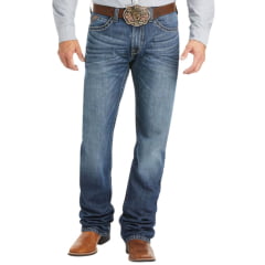 Calça Masculina Ariat Jeans Azul Médio M2 Tradicional Relaxed Bootcut Cassidy Ref: 10036071