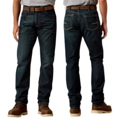 Calça Masculina Ariat Cinch Escuro Work Rebar M4 Relaxed Straight Cobalt Durastretch Ref: 10027736