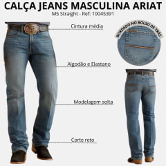 Calça Masculina Ariat Jeans Hamilton M5 Straight Stretch 2x More Durable Ref: 10045391