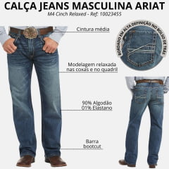 Calça Masculina Ariat Jeans M4 Relaxed Bootcut Silverton Stretch Ref: 10023455