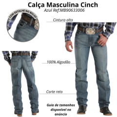 Calça Masculina Cinch Jeans Azul Médio Black 2.0 Loose Original Rise Slightly Tapered Leg Ref:MB90633006