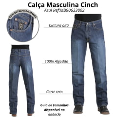 Calça Masculina Cinch Jeans Black Label Loose Azul Original Rise Slightly Tapered Leg Ref:MB90633002