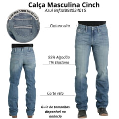 Calça Masculina Cinch Jeans Médio Silver Label Slim Mid Rise Straight Leg Ref:MB98034015