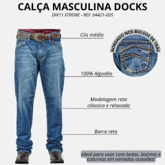 Calça Masculina Dock's Jeans Azul Estornado Relaxed DW11 Xtreme Silver Ref 04421-005