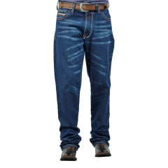 Calça Masculina Dock's Jeans Azul Relaxed DW11 Xtreme Silver Slim Com Bordado Branco e Vermelho Ref 0444-005
