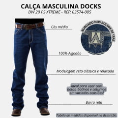 Calça Masculina Dock's Jeans Azul Relaxed Dw 20 PS Xtreme C/ Bordado 100% Algodão REF: 03574-005