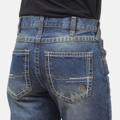 Calça Masculina Dock's Jeans Azul Relaxed DW08 Xtreme Slim Bordado No Bolso REF: 04099-005