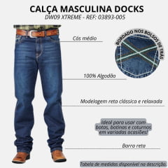 Calça Masculina Dock's Jeans Azul Relaxed Dw09 Xtreme Green C/ Bordado 100% Algodão REF: 03893-005