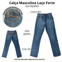 Calça Masculina Jeans Laço Forte 100% Bordado Marrom Ref:8045