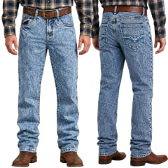 Calça Masculina Os Boiadeiros Tradicional 100% Algodão Jeans Claro Marmorizado Bolso Bordado Ref:336 Calça Masculina Os Boiadeiros Tradicional 100% Algodão Jeans Claro Marmorizado Bolso Bordado Ref:336