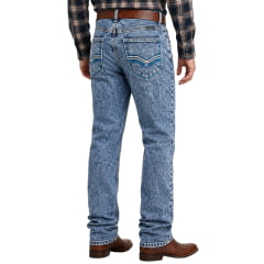 Calça Masculina Os Boiadeiros Tradicional 100% Algodão Jeans Claro Marmorizado Bolso Bordado Ref:336