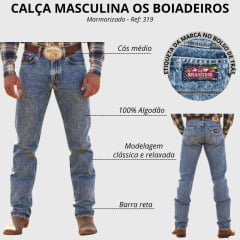 Calça Masculina Os Boiadeiros Jeans Tradicional Marmorizada - REF: 319