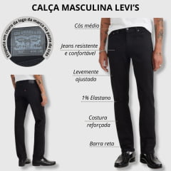 Calça Masculina Levi's Jeans Preto 511 Slim Advanced Stretch - Ref.04511907