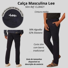 Calça Masculina Lee Azul Marinho Sarja Slim Chino Strech Soft Ref:2205L